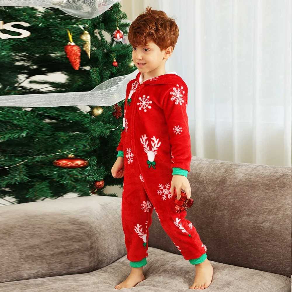 Family cartoon printing cute pajamas flannel thick warm clothing set for parents and children matching set Christmas pajamas W241008