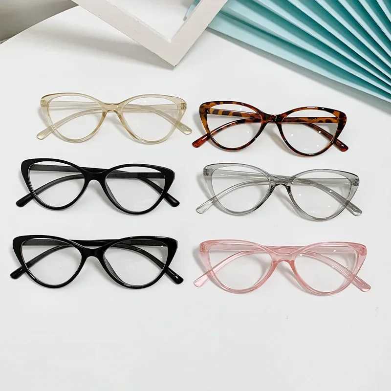 New Fashion Unisex Cat Eye Plain Glasses for Women Pc Frame Glasses for Party Eyeglasses Female Decorative Spectacles GlassesX241008