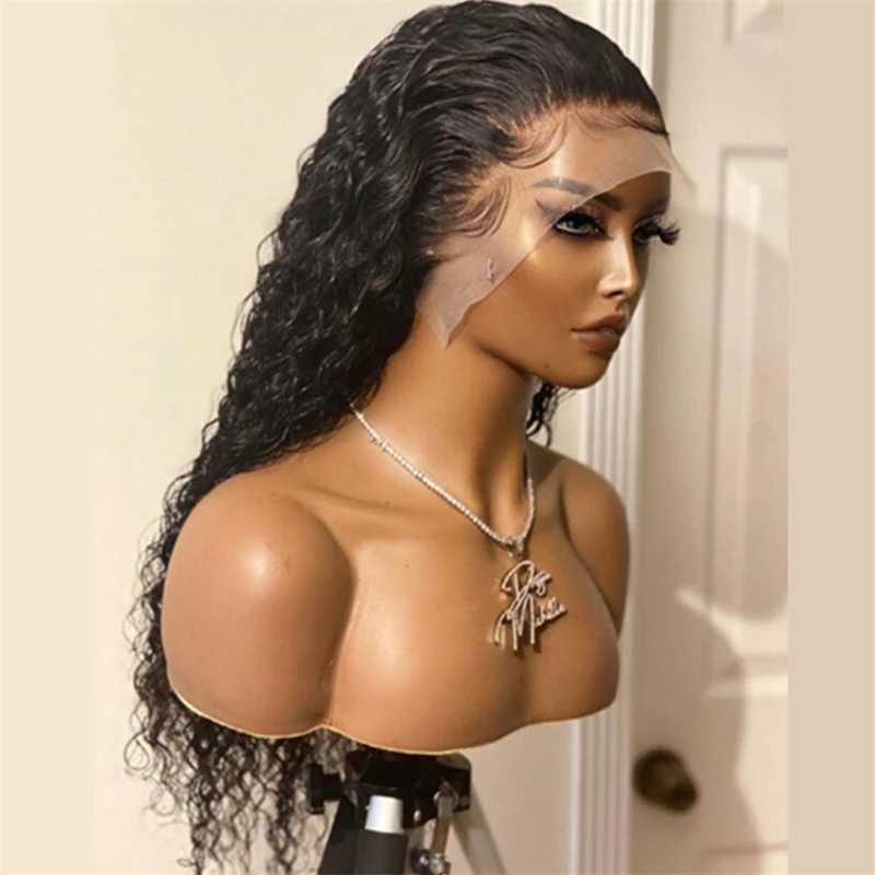 Soft 26Long Black Preplucked 180Density Glueless Kinky Curly 13*4*1 Lace Front Wig For Black Women BabyHair Daily Synthetic WigXJ241008