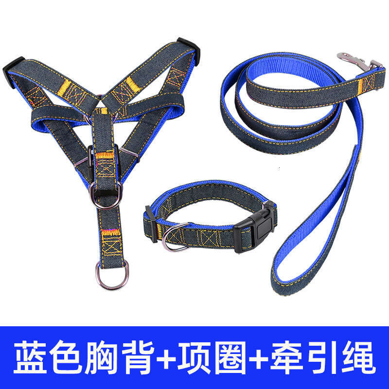 Pet large, medium, and small chains, teddy gold fur dog leash, pet supplies