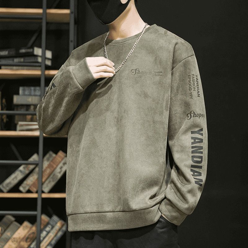 2024 New Designer Winter Suede Hoodie Men's Spring and Autumn Youth Fashion Loose American Casual Long Sleeve Versatile Top