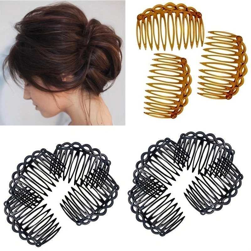 2PCS French hair comb hair accessories straight tooth hair clip hair clip side comb bride wedding veil comb retro weaving effect W241007