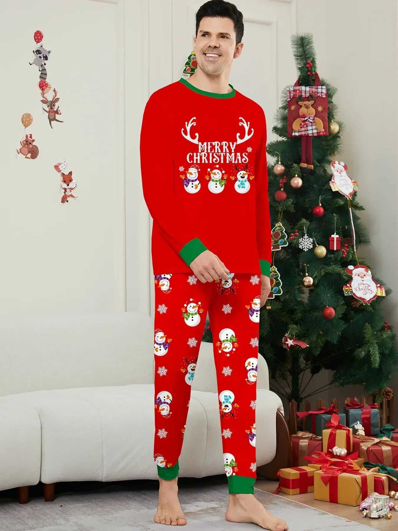 2024 Winter Hot Christmas Pajama Family Matching Set Christmas Mother Childrens Baby Pajama Mens Pajama+Pants Set W241008