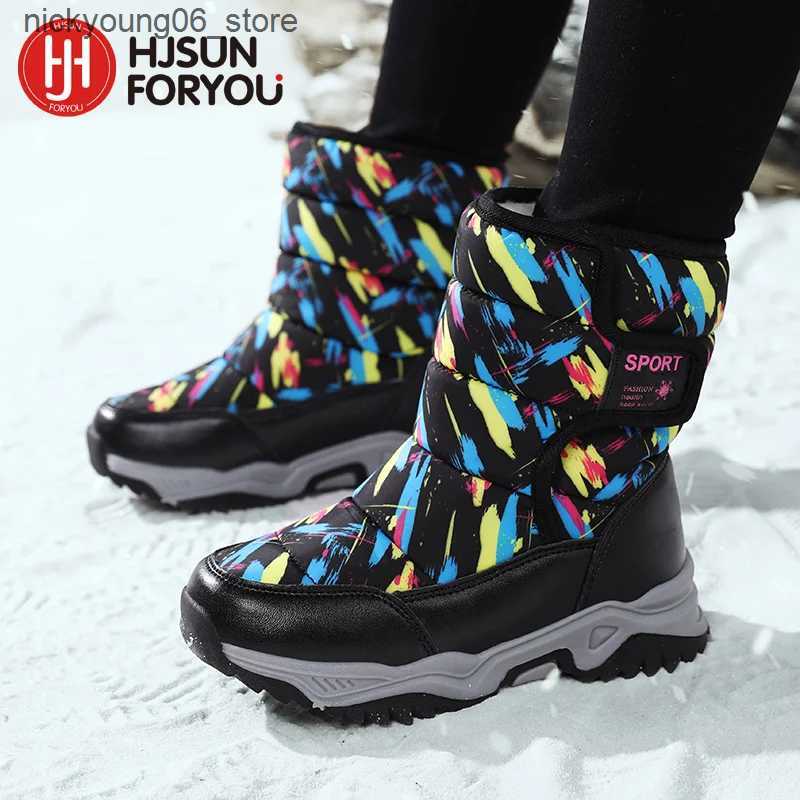 Boots New Arrival Winter Children Shoes Plush Waterproof Fabric Non-Slip Girl Rubber Sole Snow Boots Fashion Warm Outdoor Boots L240910