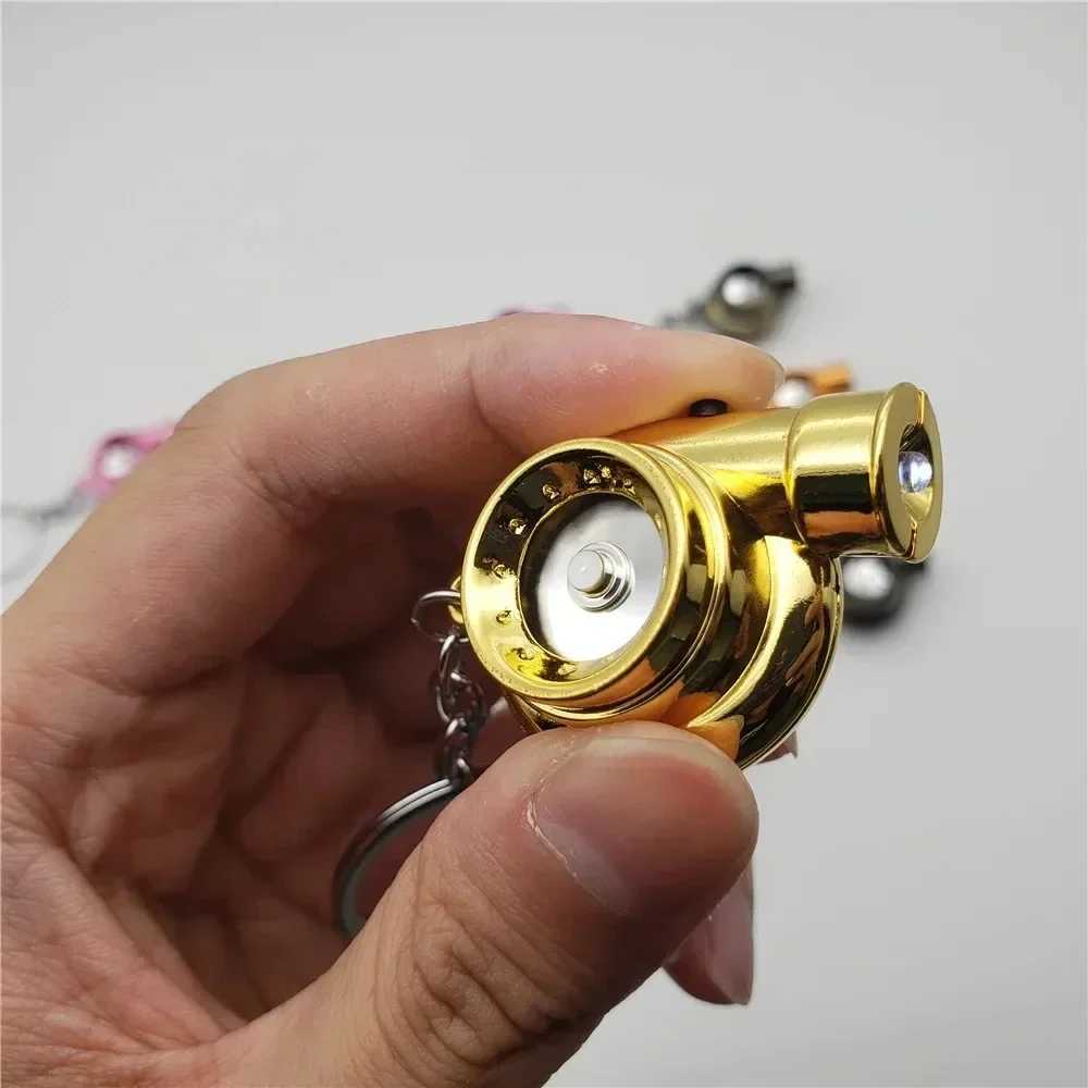 Car Turbo Spinner Keychain with Real Sound and Light Mini Turbocharger Key Chain for Car Keys Accessories Moto Turbine KeyringX241008
