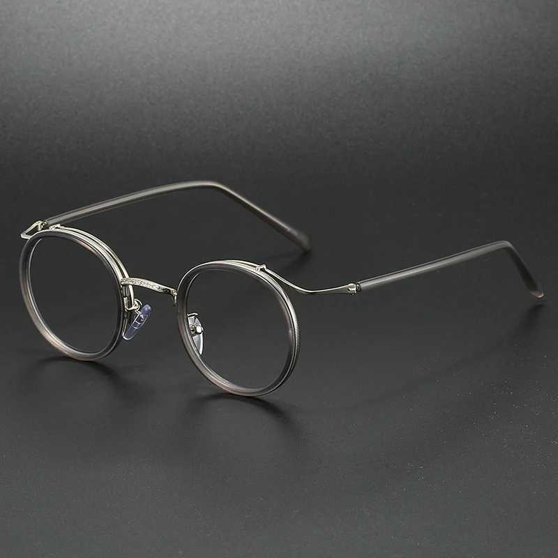 Retro Brand Design Luxury Round Frame Glasses Frame for Men Women Ultralight Stainless Steel Alloy Anti Blue Light EyeglassesX241008
