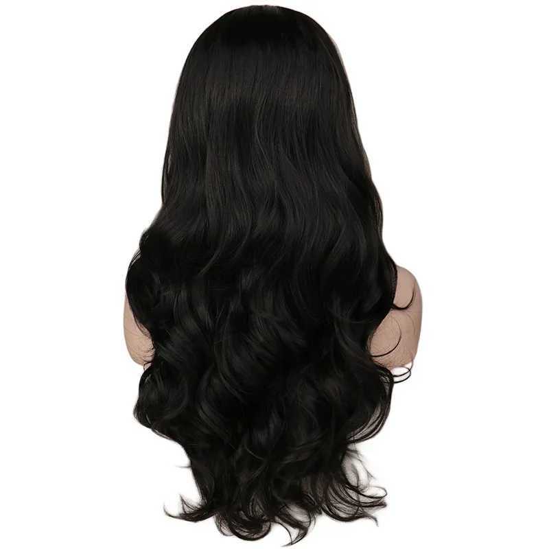 Long Wavy Synthetic Wig For Women Black Peluca Party Natural Heat Resistant Hair Wigs Pelucas Costume PartyXJ241008