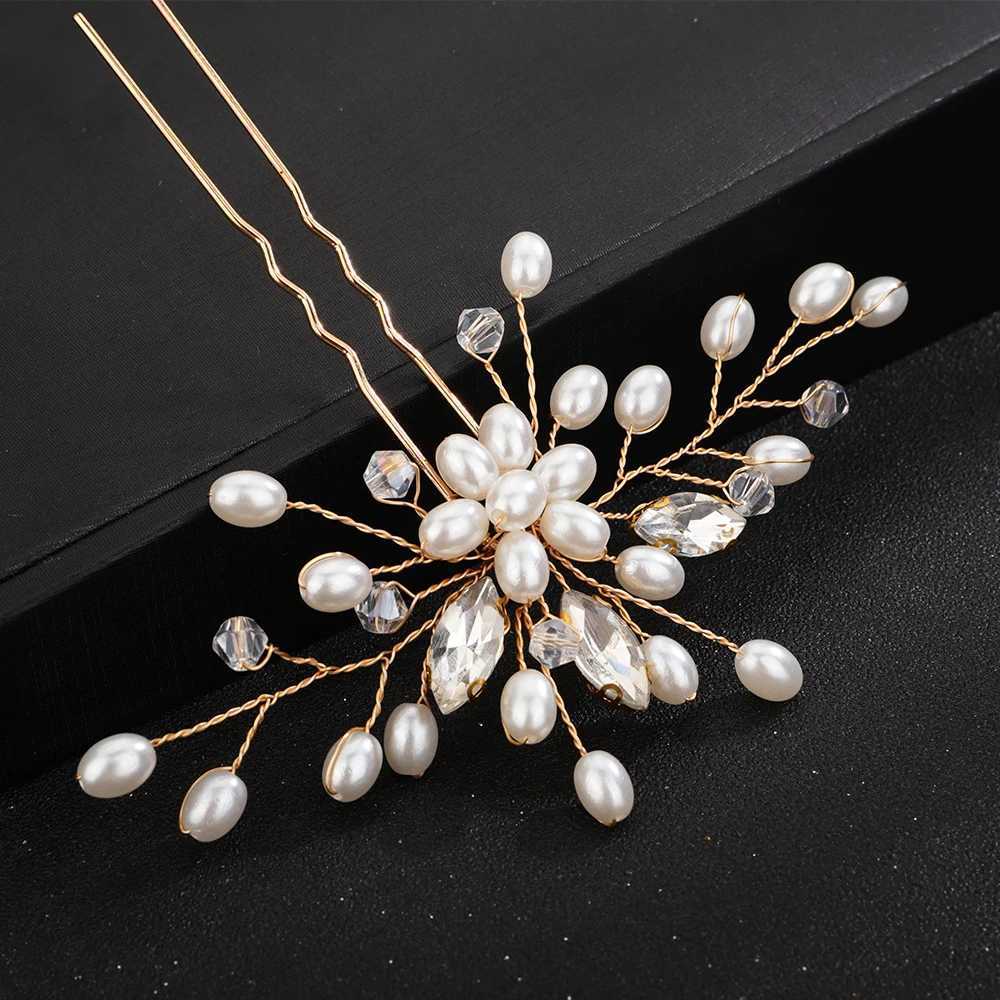 Bridal hair silver rhinestone womens headwear pearl wedding hair accessories jewelry handmade party headwear W241007