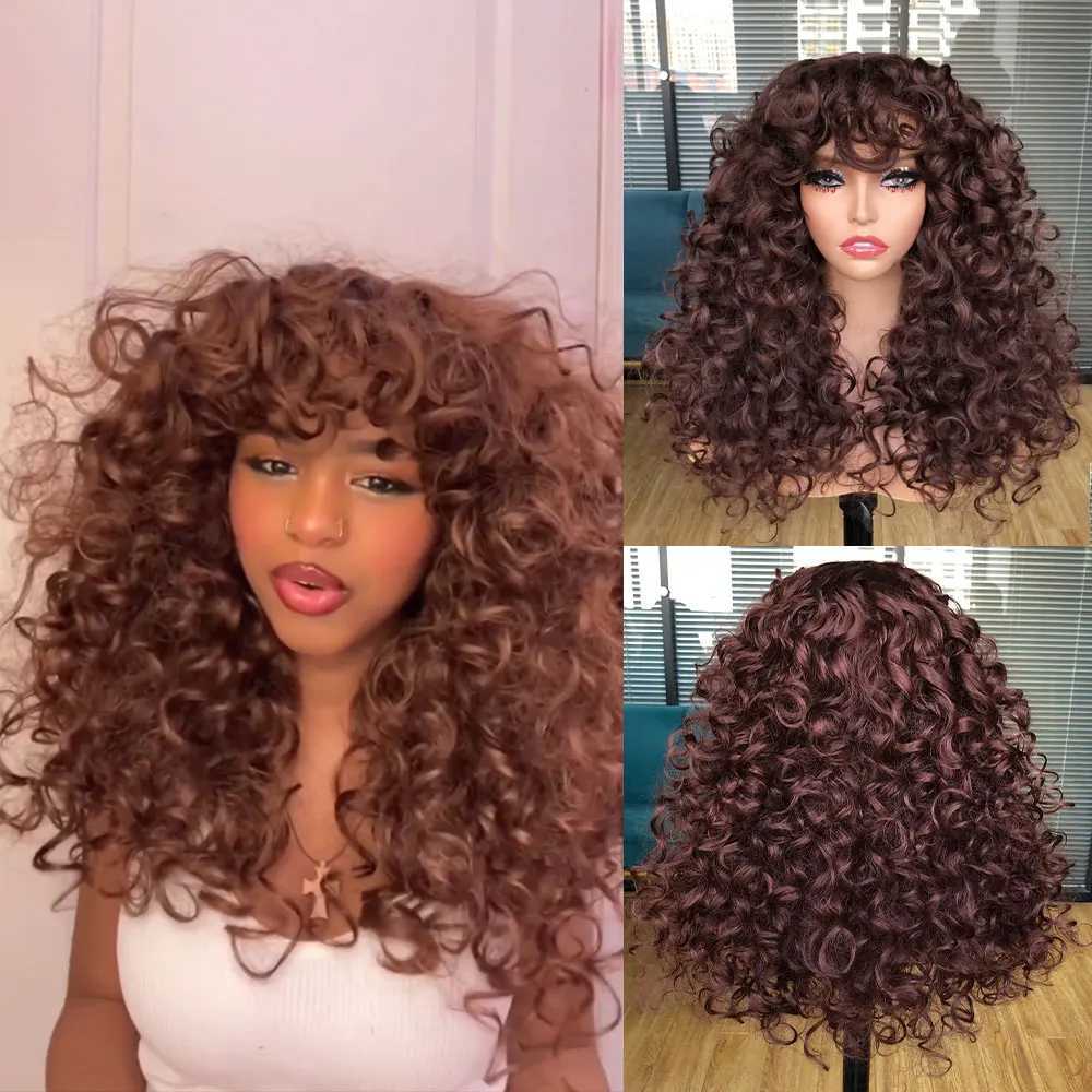 Red Ginger Wig for Women Long Curly Wave Wigs with Bangs Copper Synthetic Wig Natural Cosplay Party Heat Resistant Hair HihooXJ241008