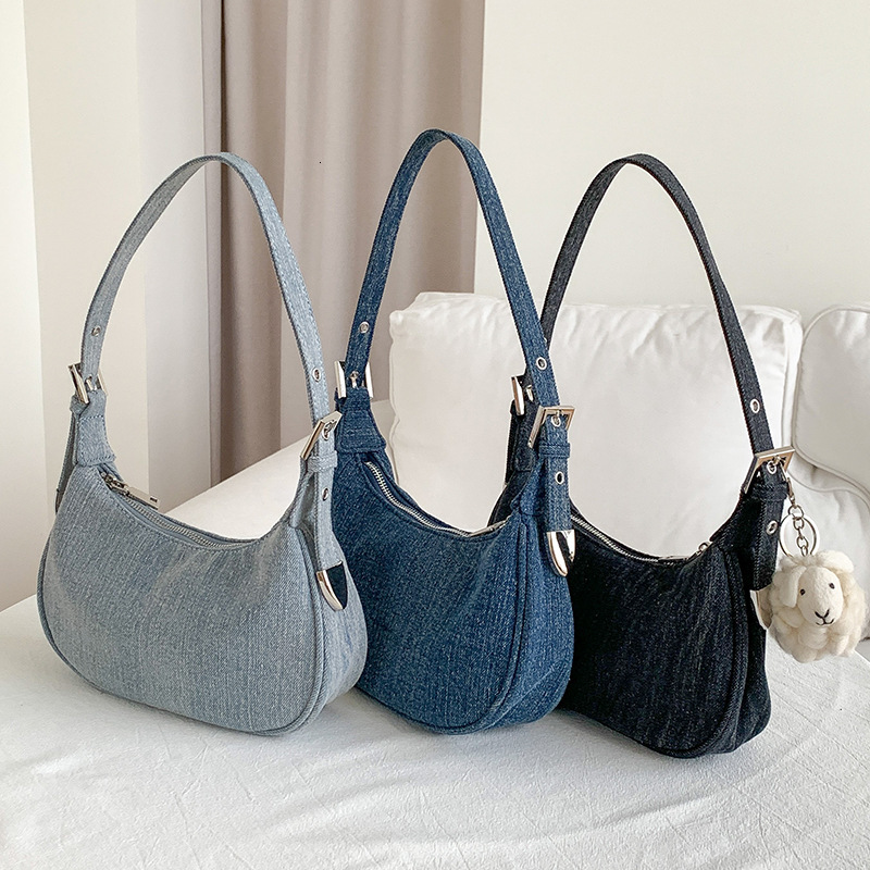 minimalist denim women's new single shoulder niche fashion portable underarm bag