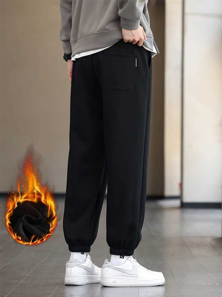 Winter Thick Velvet Warm Sweatpants Men Streetwear Drawstring Cotton Casual Jogger Pants Male Loose Thermal Fleece Trousers 8XLX241008