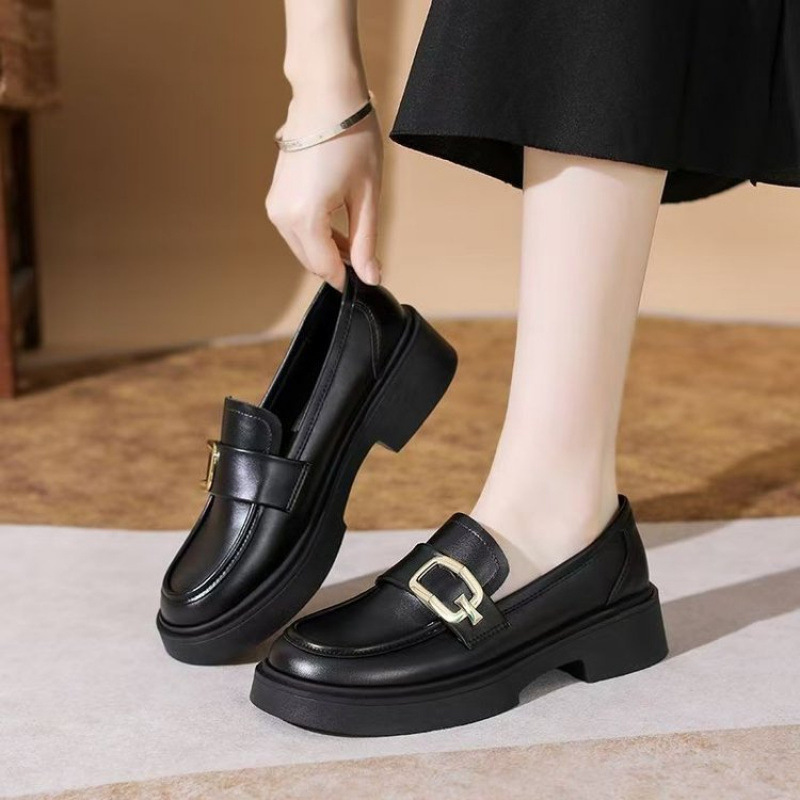 Da Dong Secret Language 2024 New Spring Single Shoes Thick soled Casual Le Fu Shoes Black JK Academy Style One Step