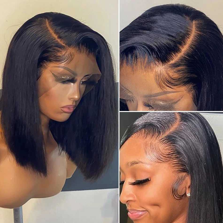 Cheap Bone Straight Short Bob Wig Human Hair Lace Front Wigs Hd Lace Frontal Wig Raw Indiian Glueless Lace Closure Wigs On SaleXJ241008