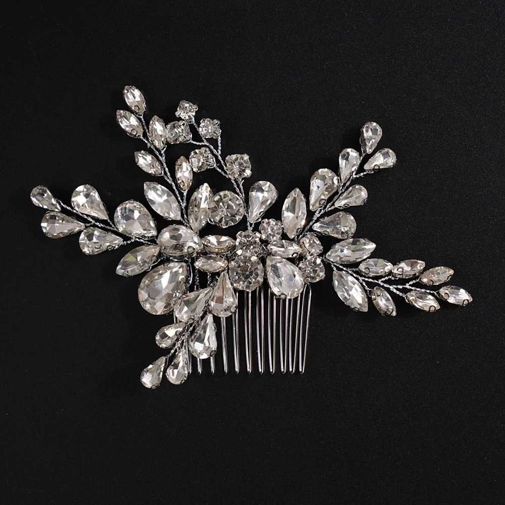 Bridal Wedding Crystal Hair Comb Silver Full Diamond Bridal Maid Handmade Hairpin Female Accessories W241007