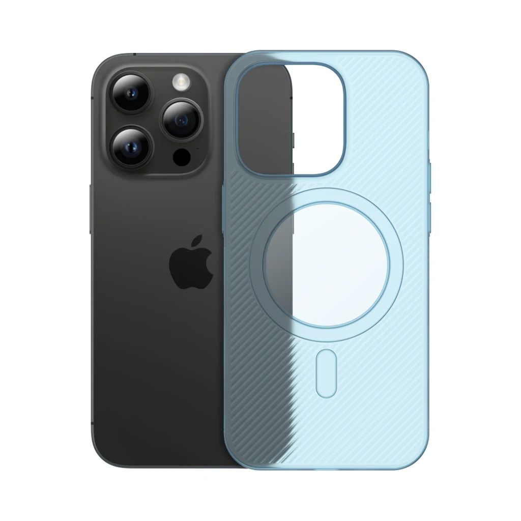 Slim Wavy Lines Frosted Magnetic Back Cover For iPhone 15 14 13 Pro Max Plus Lens Protection Anti-Fingerprint Phone Case