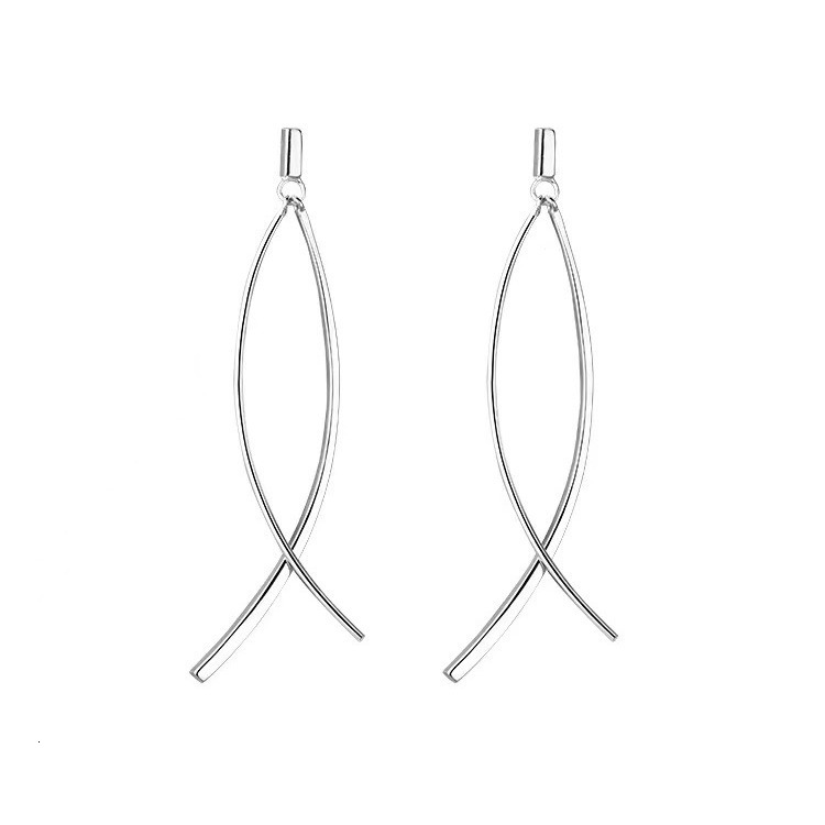 Pure sier needle crossed for women's niche, light , 2024 new earrings