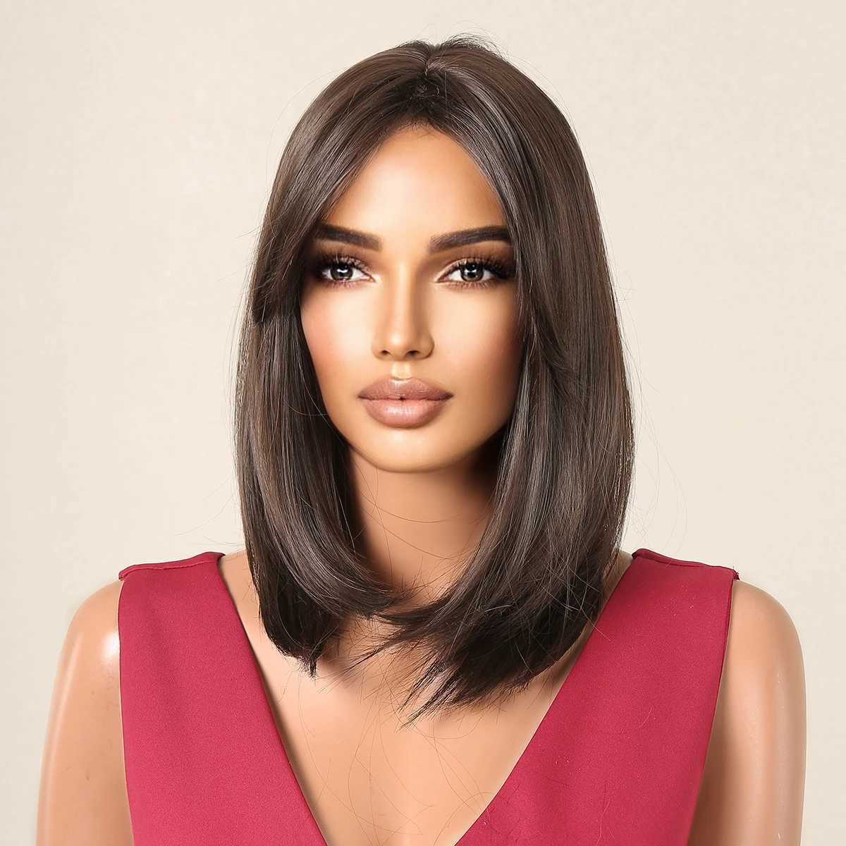 Short Pixie Cut Wigs Dark Brown Natural Hair Layered Straight Synthetic Wig for Black Women High Temperature Daily Cosplay UseXJ241008