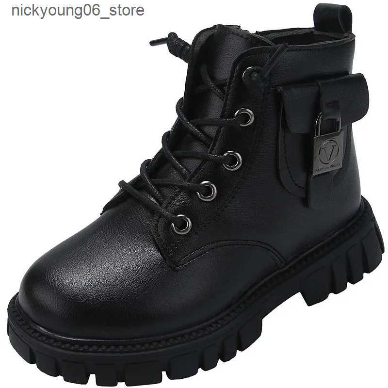 Boots Childrens Boots Kids Fashion Boots for Boys Girls Classic with Small ket Bag Boys Girls Ankle Boots Rubber Outsole Warm Zip L240910