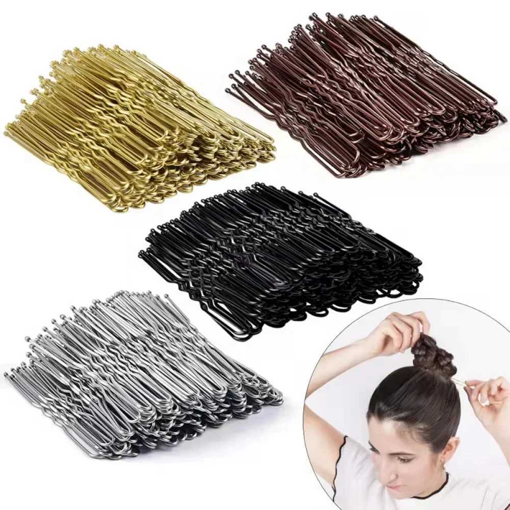 50pcs 5cm womens U-shaped hair clip wavy hair clip metal Bobby pin bucket bridal hair clip W241007
