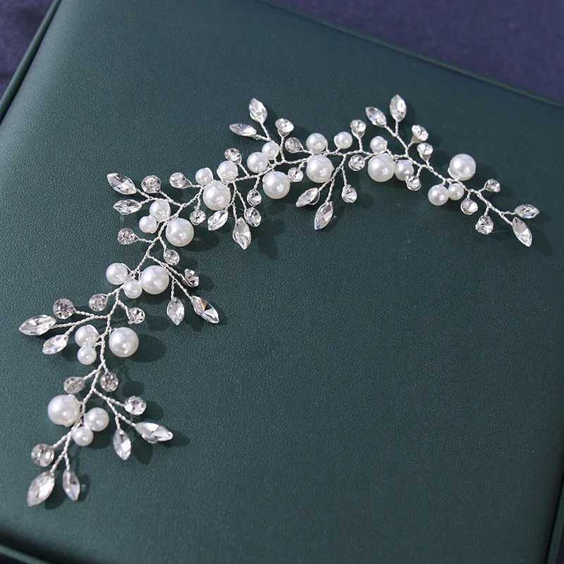 Wedding Crystal Hair Vine Flower Leaf Head Handmade Pearl Crystal Headband Ball Bridal Hair Accessories Jewelry W241007