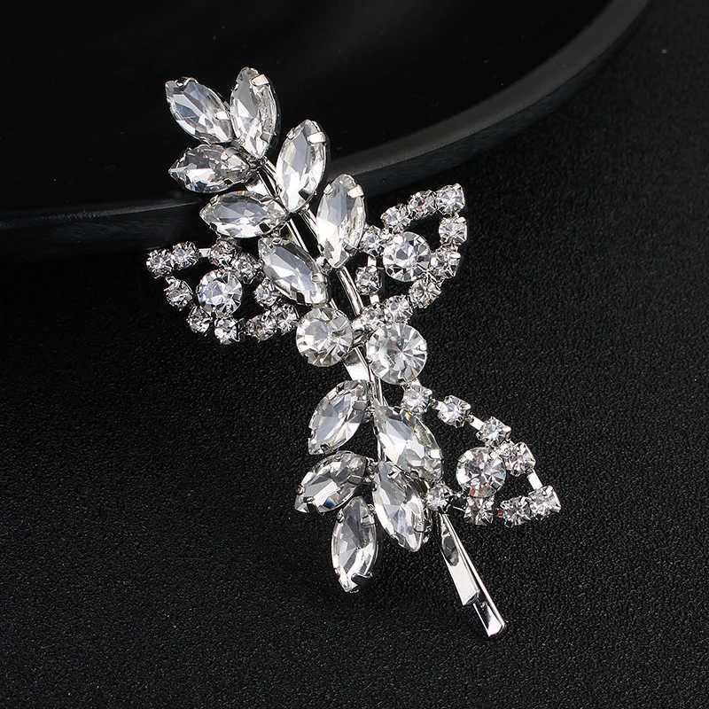 Bridal rhinestone side flower hair clip wholesale for girls wedding hair accessories W241007