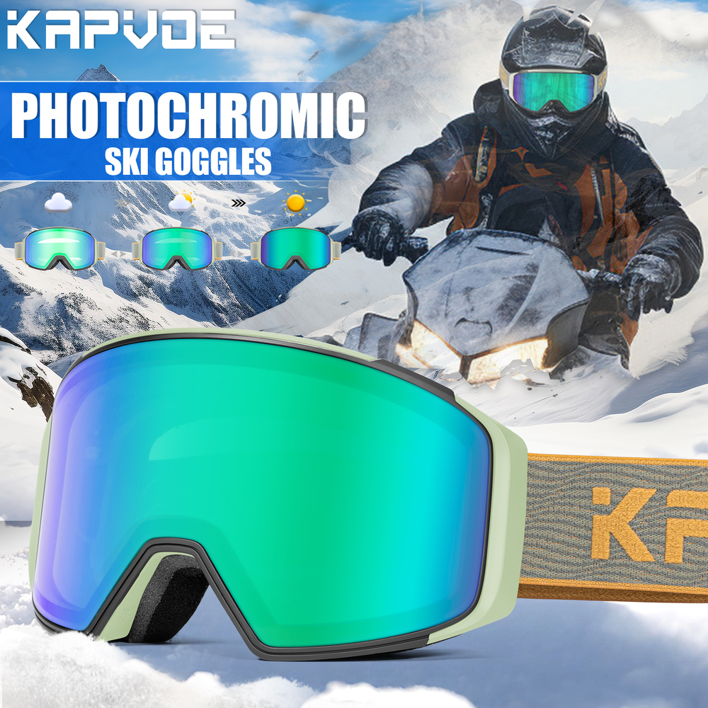 Outdoor Photochromic Ski Goggles Men Snowboard Glasses Women Winter Snow Sunglasses Uv400 Magnetic Attraction Lens High Quality
