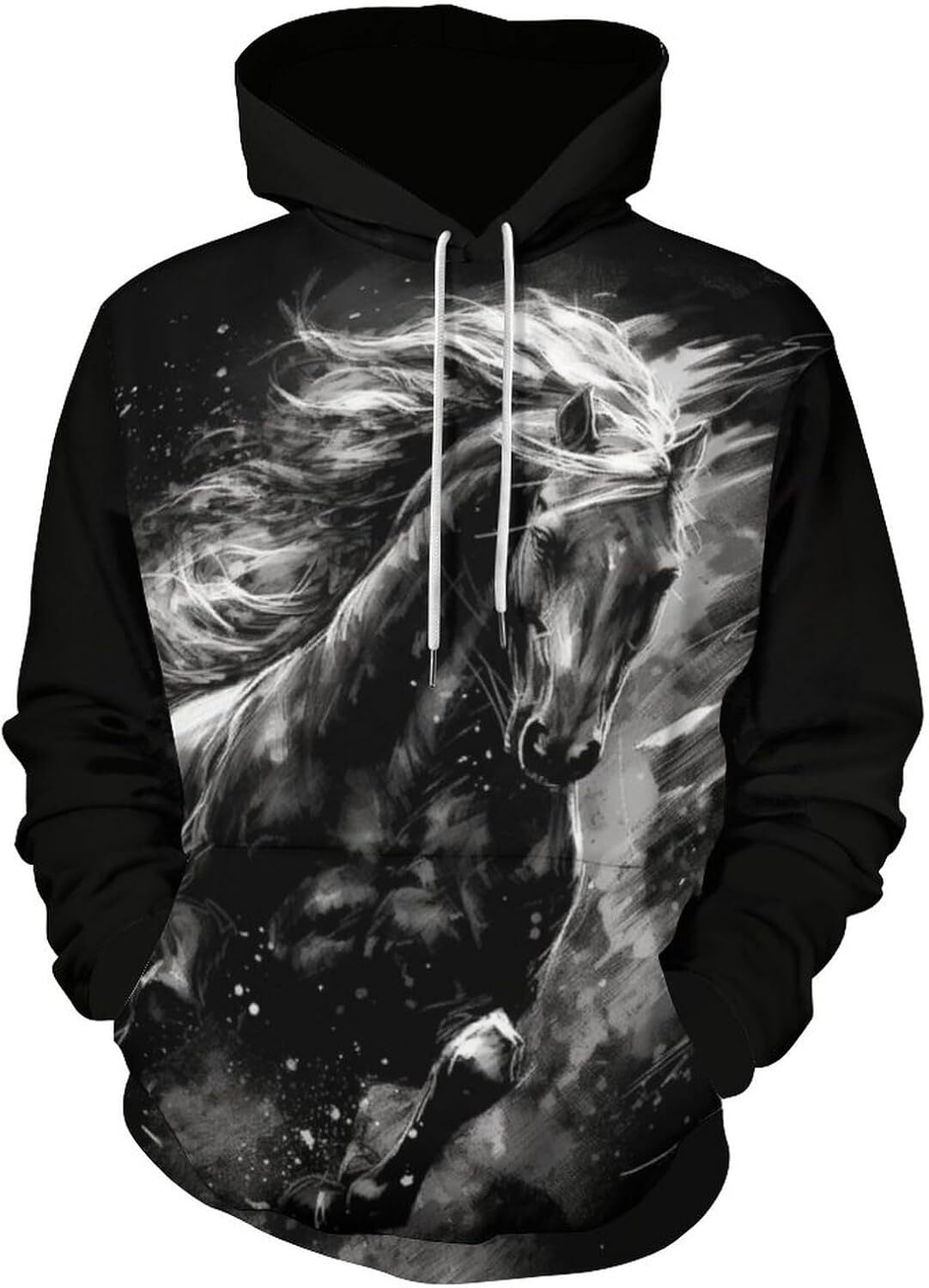 Hoodie for Mens Womens Mens Horse Hoodie 3D Art Retro Animal Horse Graphic Pullover Hoodies Graphic Hoodies sweatshirt Pullover Long Sleeve