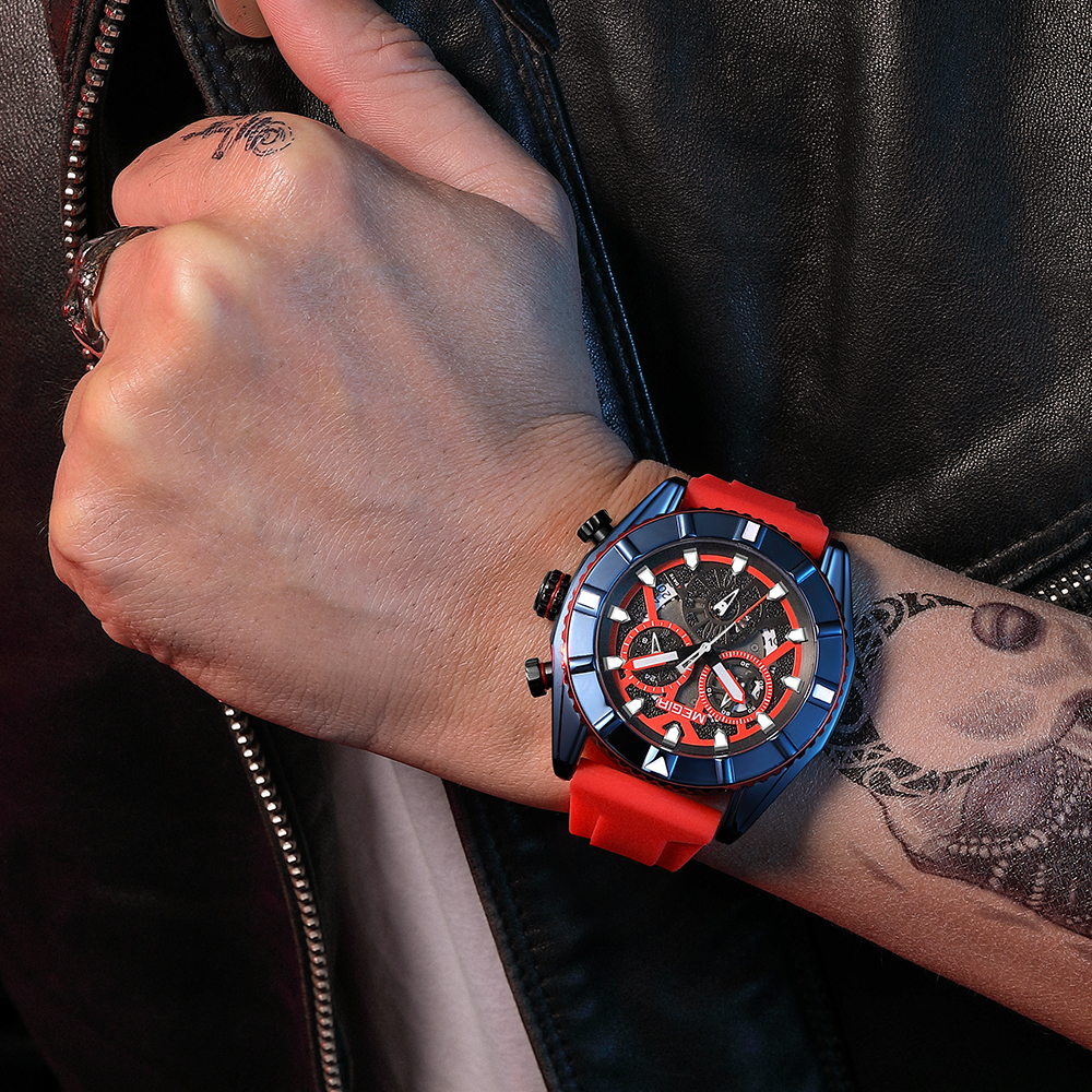 MEGIR Men's Watch Brand Luxury Sports Watch Quartz Clock Waterproof Night Light Timer Men's Watch Reloj Hombre 2209