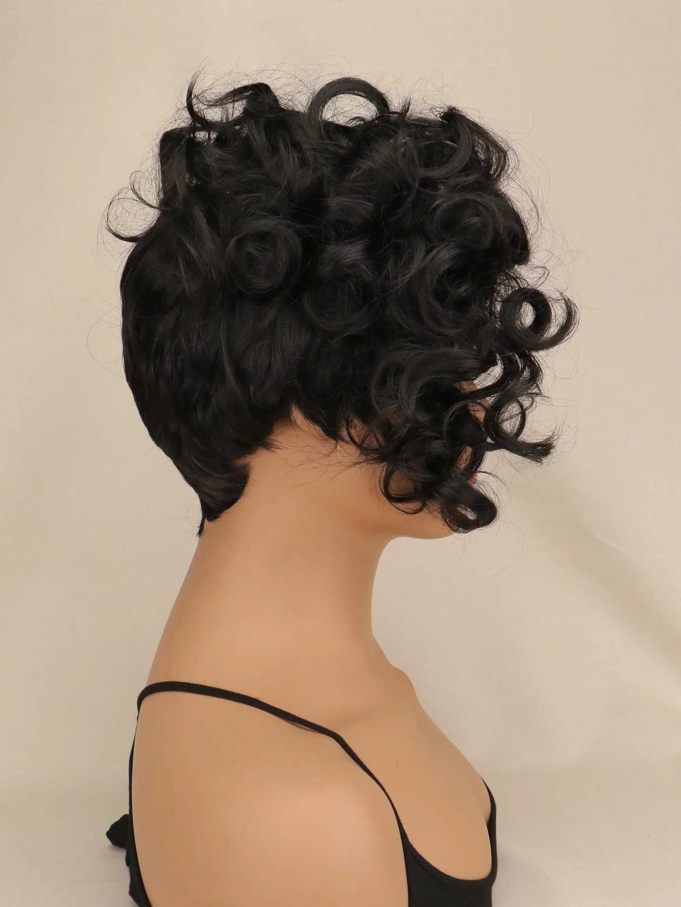SuQ Short Curly Wig For Women Womens Short Hair Black African Synthetic Pixie Cut Cosplay Dance Party Curly WigsXJ241008