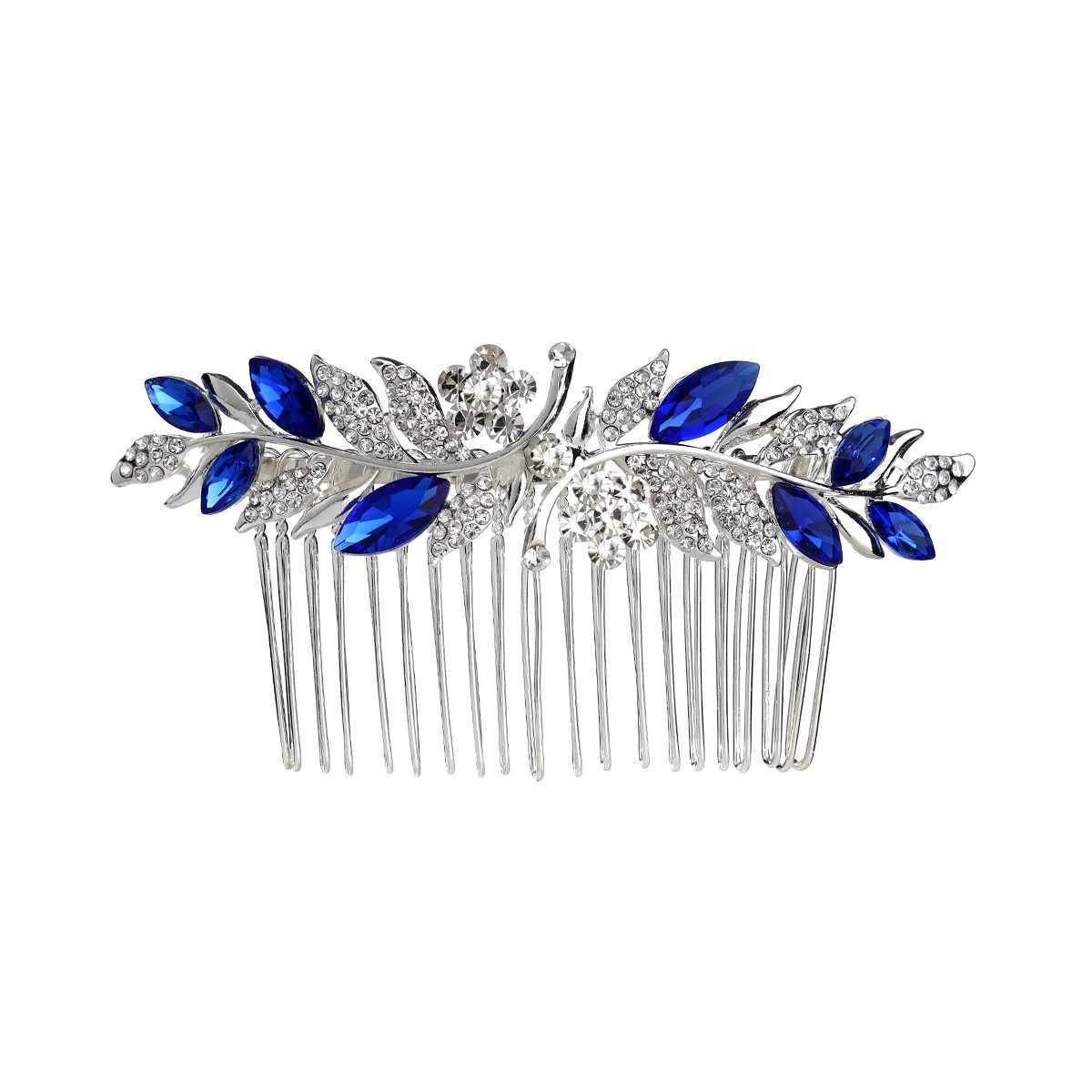 Dreamy Sapphire Blue Wedding Headwear Hair Comb Bridal Hair Accessories W241007