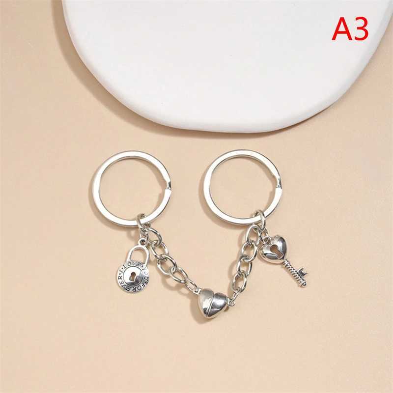 Love Design Keychain Crystal Quartz Stone Heart Key Ring Magnetic Button Key Chains For Couple Friend Gifts DIY JewelryX241008