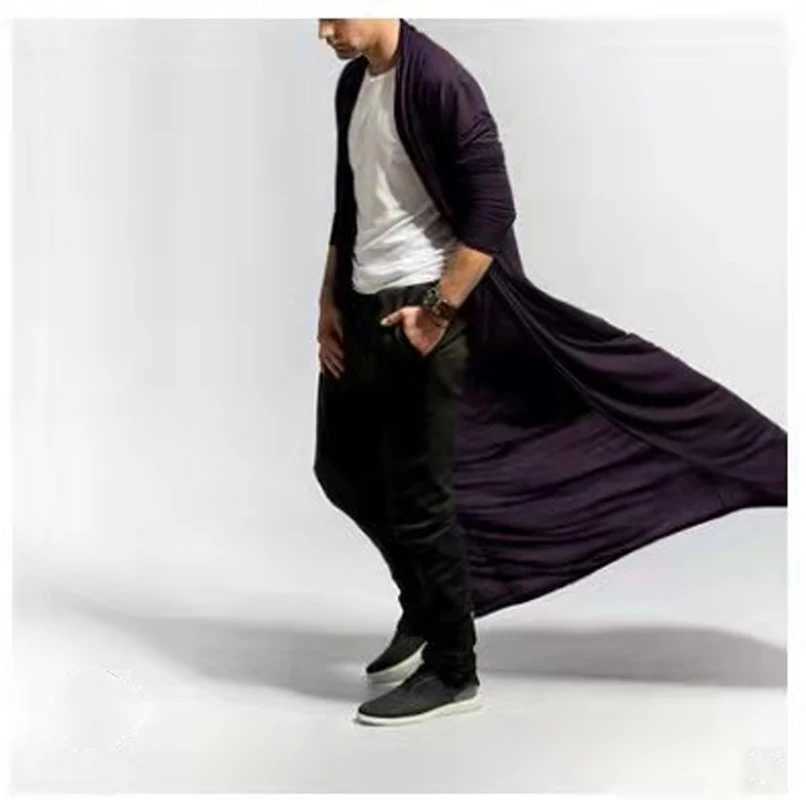 Spring and Summer Mens Thin Trench Top with Long Open Skirt Windproof Machine 2024 Fashion Loose Sleeve Raincoat Street Clothing W241007