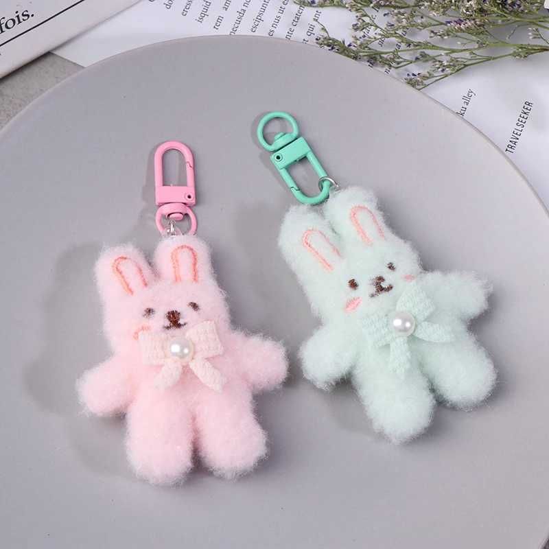 Bowknot Rabbit Plush Pendant Cartoon Bunny Keychain Soft Stuffed Doll Car Key Ring Backpack Bag DecorX241008