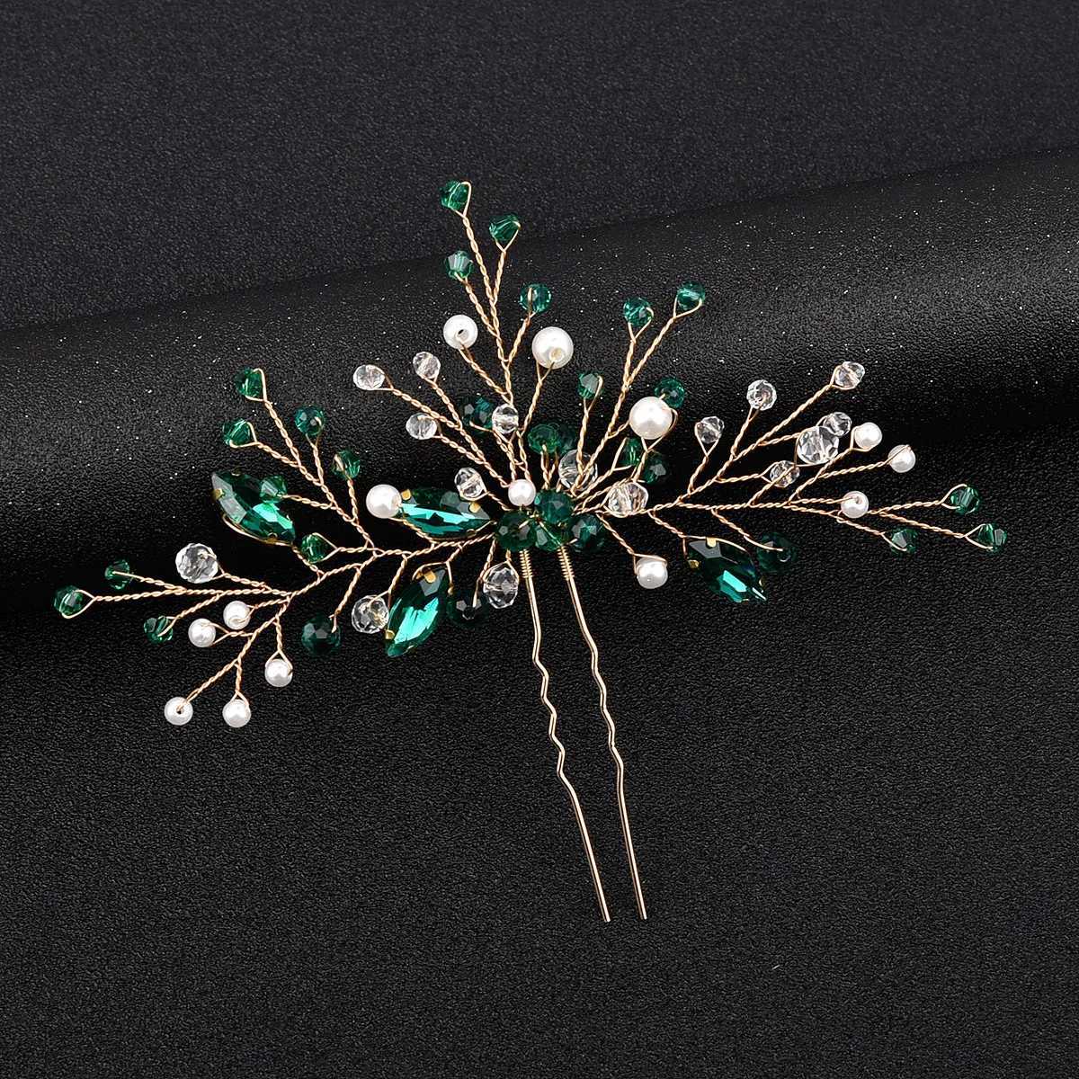 Womens hair clips wedding hair jewelry accessories pearl crystal blue bridal hair handmade hair decoration accessories W241007