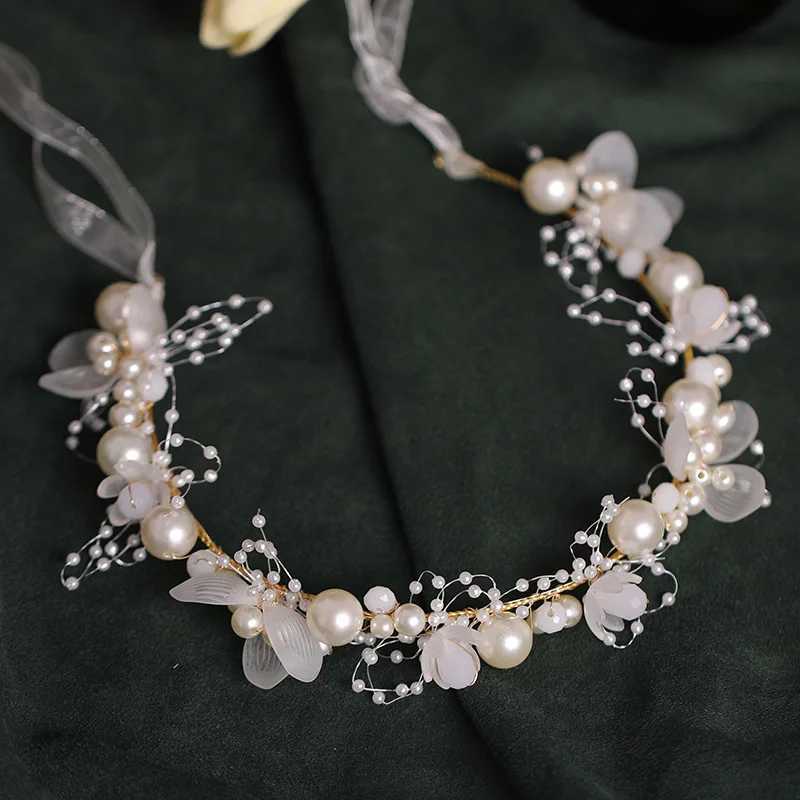 Pearl flower headbands hairbands womens parties Pageant bridal wedding hair accessories jewelry vine headbands gifts W241007