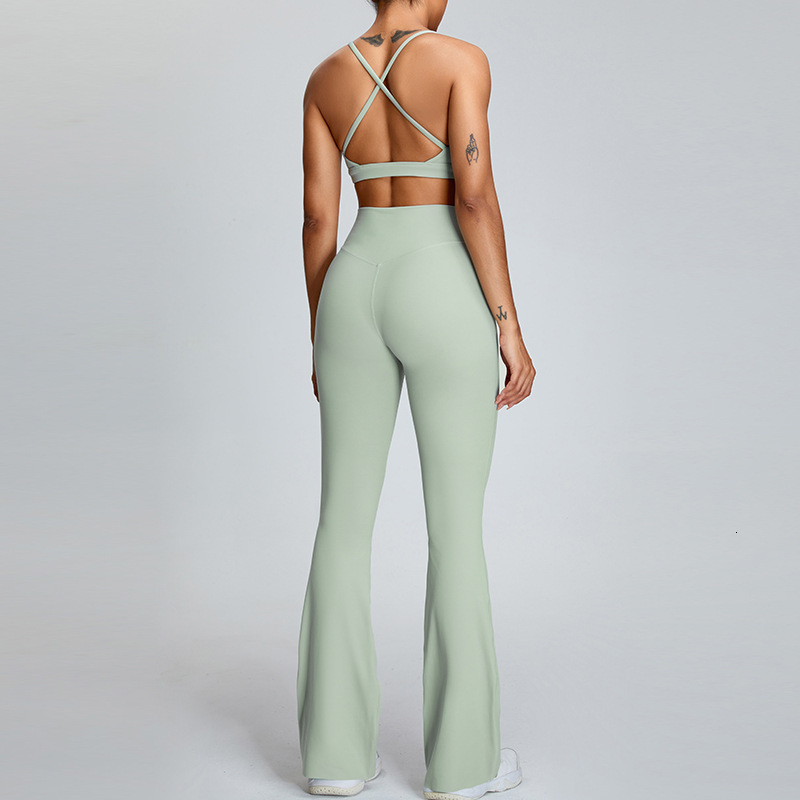 New suit for women, high-strength shock-absorbing sports bra, waist tightening micro pull yoga pants, outdoor fitness set