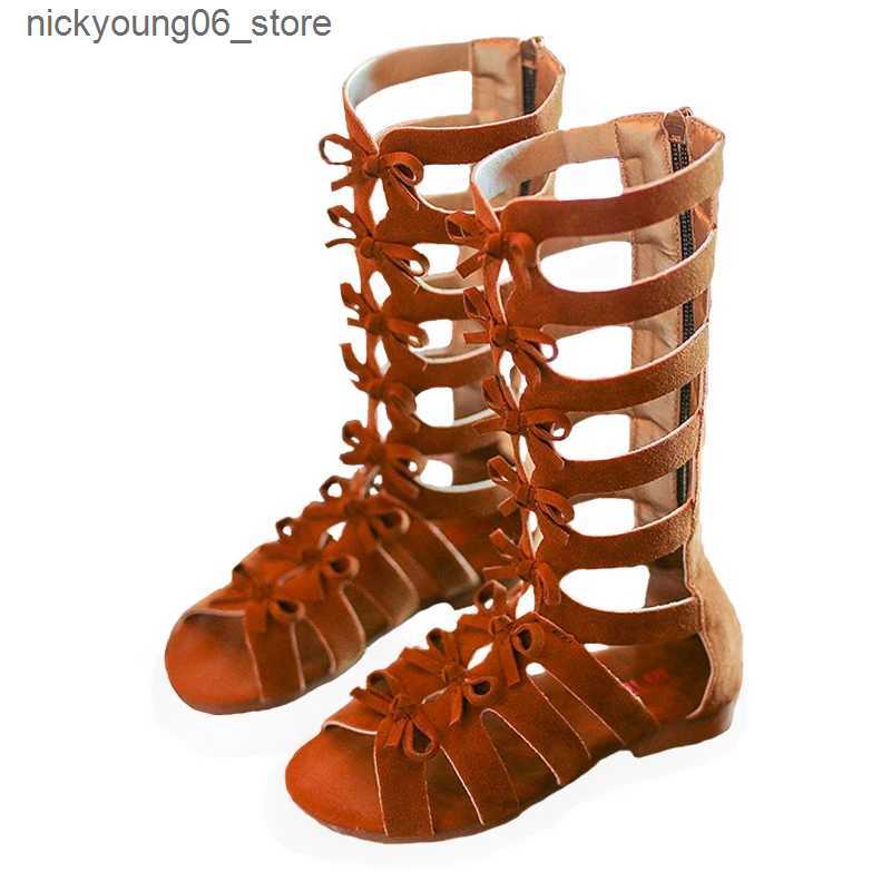 Boots Kids Sandals Summer Fashion Star Sandals High Boots Girls Princess Shoes Flat Heels Children Party Shoes L240910