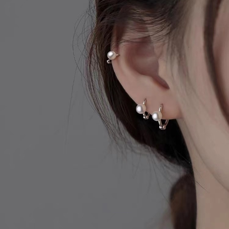 Pure sier needle pearl 2024 new for women with high-end feel, niche light earrings