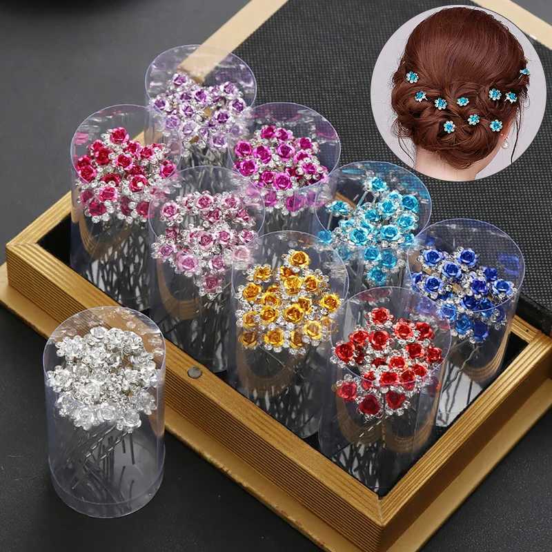 20 pieces of metal U-shaped hair clips crystal flower bridal headpieces jewelry hair clips forked wedding headpieces accessories W241007