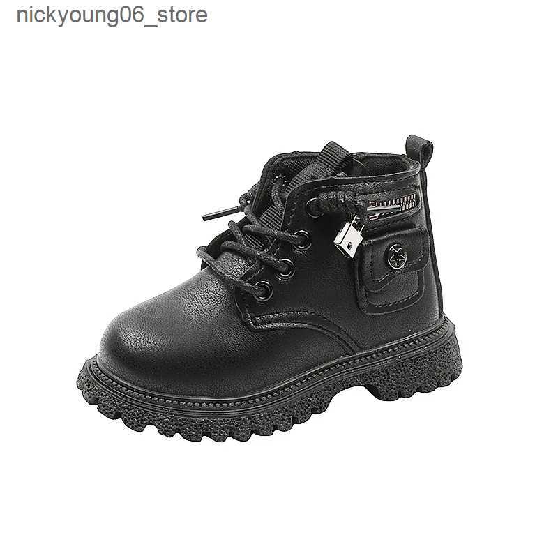 Boots Spring Autumn Children Ankle Boots Classic Simple Black Boots for Girl Fashion Causal Kids Boots for Boys Leather Versatile Soft L240910