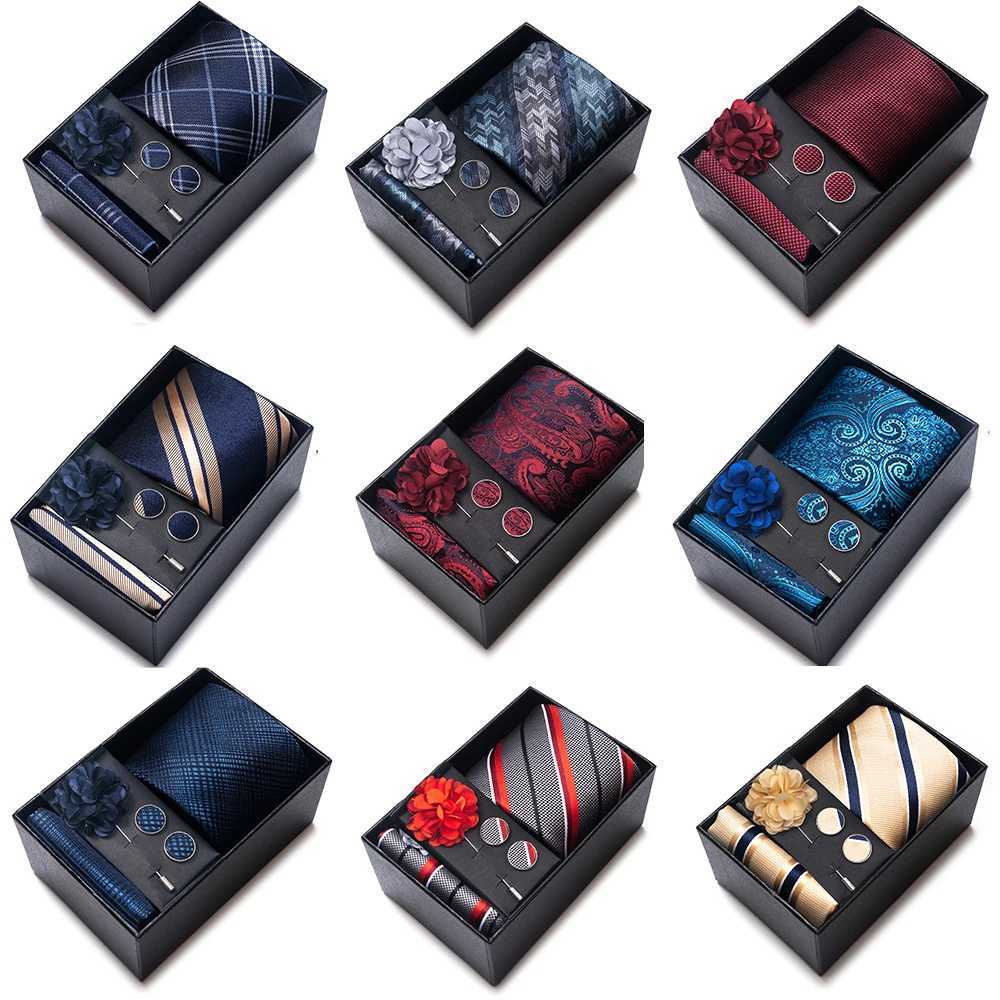 5-piece/set mens multi-color fashionable tie handheld cufflinks Brooch Necktie set ideal gift for men W241007