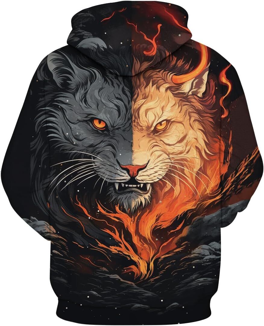 Hoodie for Mens Womens Psychedelic Tiger Hoodie Novelty Printed Hooded Casual Funny Hoodies Graphic Hoodies sweatshirt fashion