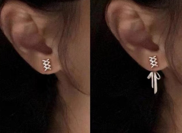 New 2024 earrings with pure sier needle bow niche women's high-end earrings, light