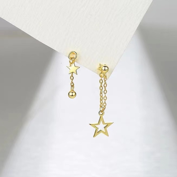 Pure sier needle female creative earrings, Korean internet celebrity style, star tassel
