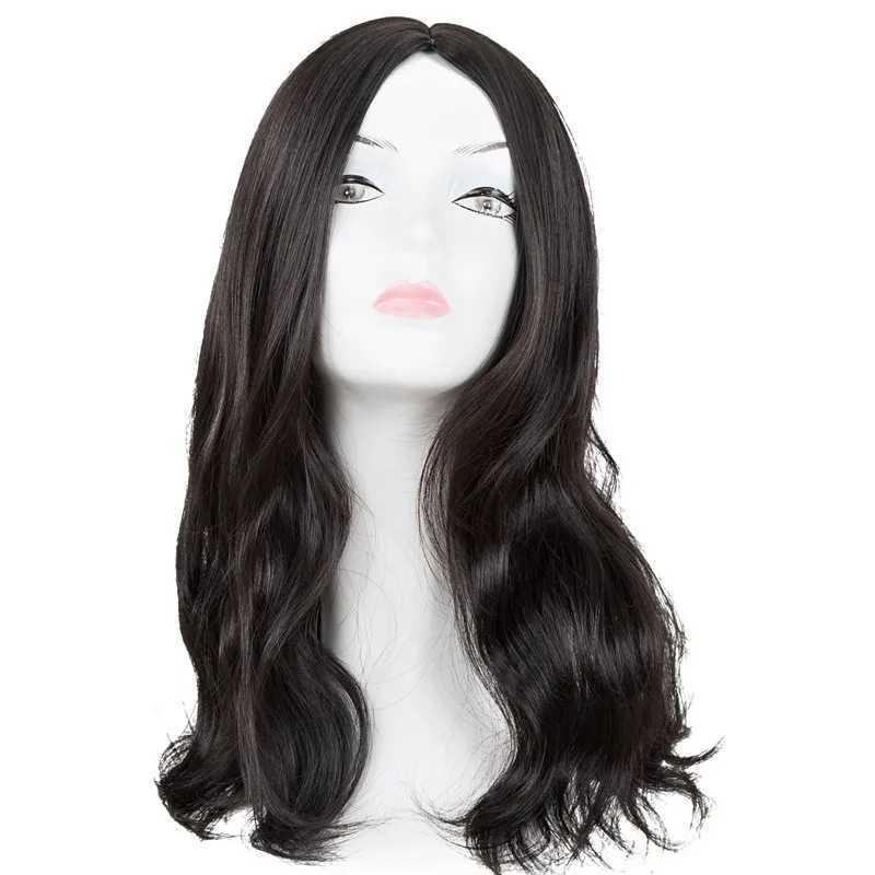 Cosplay Wig Fei-Show Synthetic Heat Resistant Medium Curly Middle line Women Black Hair Costume Halloween Carnival HairpieceXJ241008
