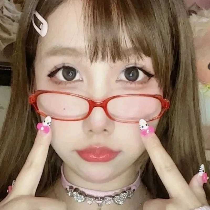 Y2K Retro Red Green Square Frame Glass Eyewear Women Anti-blue Light Goggles Eyeglasses Harajuku Reading Spectacle EyewearsX241008