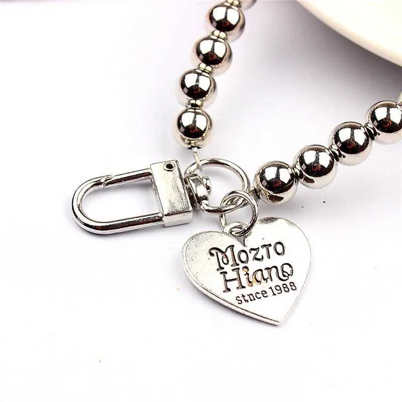 Heart Keychain Women Trinket For Womens Gift Handbags Silver Color Beads Keyring Key Ring For Jewelry Making AccessoriesX241008