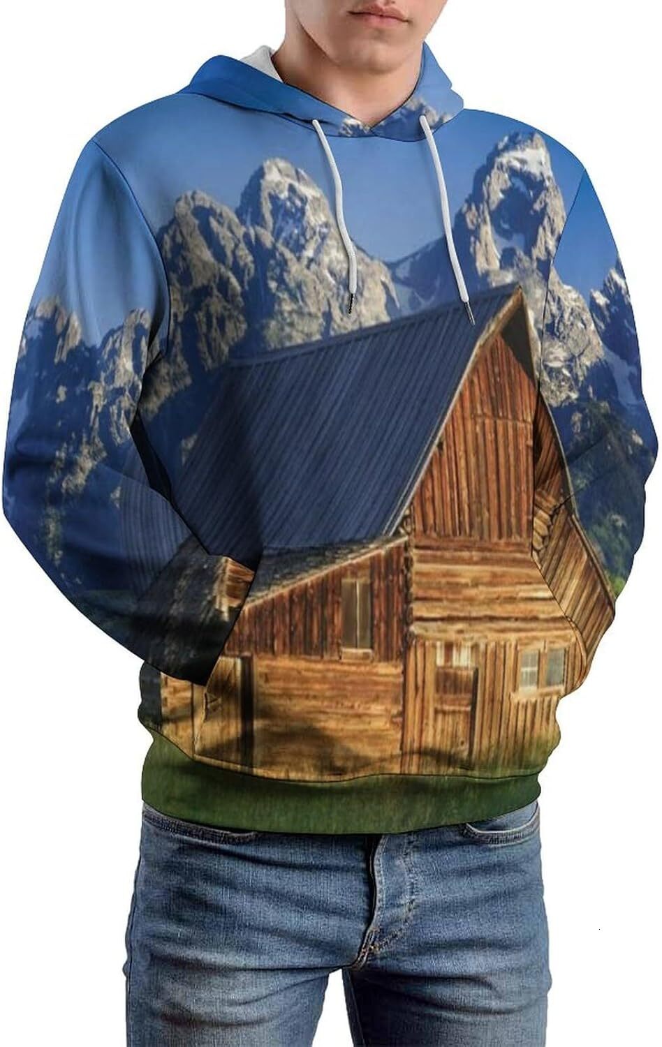 Hoodie for Mens Womens Mens Unisex Novelty Hoodies Moulton Barn and Teton Mountain in Grand Teton National Park Wyoming Graphic Hoodies sweatshirt