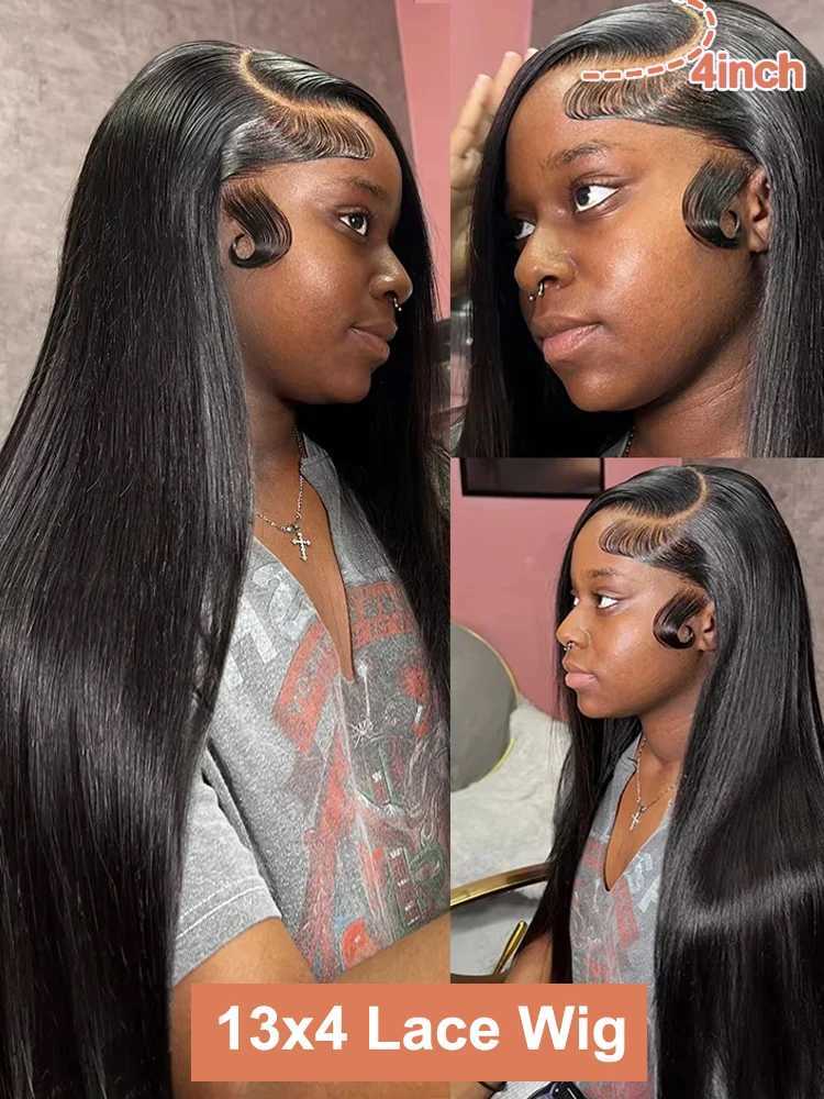 30 32 Inch HD Transparent Bone Straight 13x6 Lace Front Human Hair Wigs Brazilian Remy 13x4 Lace Frontal Glueless Wig For WomenXJ241008