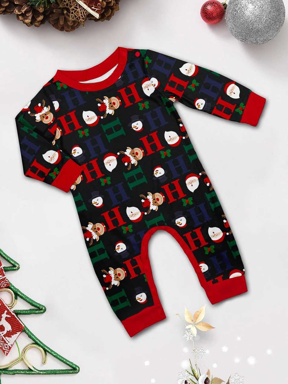 Christmas matching family pajamas Santa Claus cartoon Pjs adult childrens clothing set baby jumpsuit+dog suit W241008